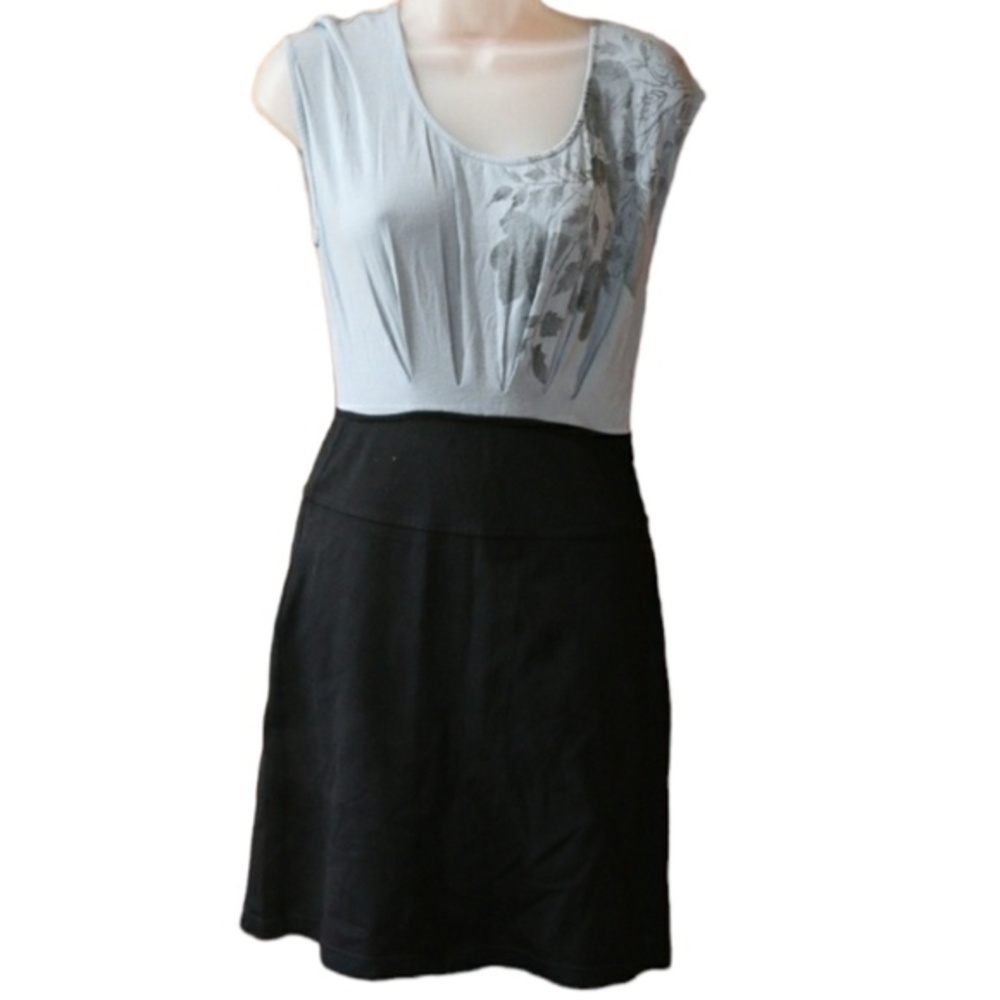 Free People Black & Blue 2tone Colorblock Backless Metallic Dress Small